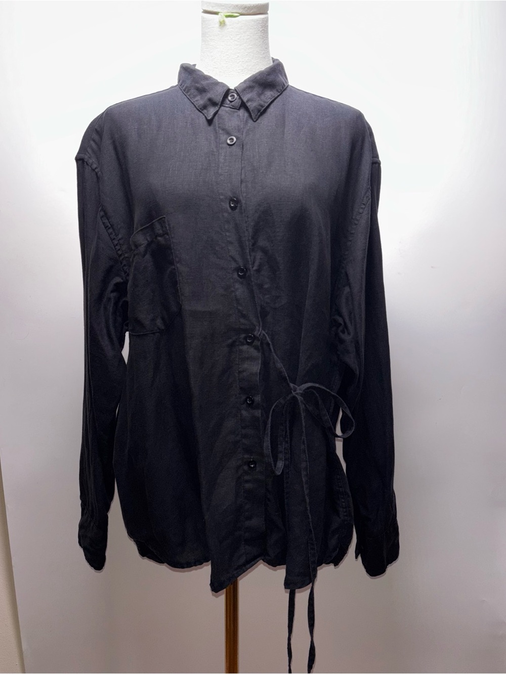 Deiji Studios Off Center Tie Linen Shirt Size M/L